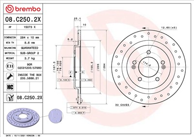 BREMBO 08.C250.2X EAN: 8020584319727.