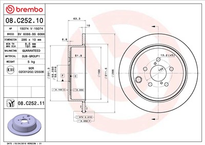 BREMBO 08.C252.11 EAN: 8020584217849.