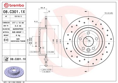 BREMBO 08.C301.1X EAN: 8020584341568.