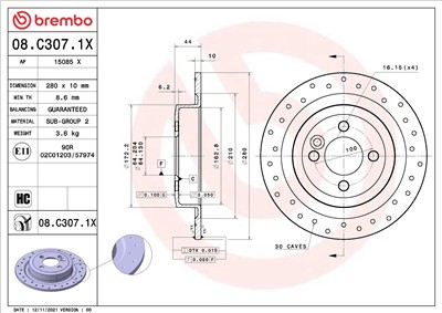 BREMBO 08.C307.1X EAN: 8020584320204.