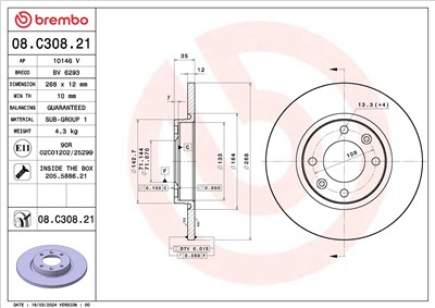 BREMBO 08.C308.21 EAN: 8020584327760.