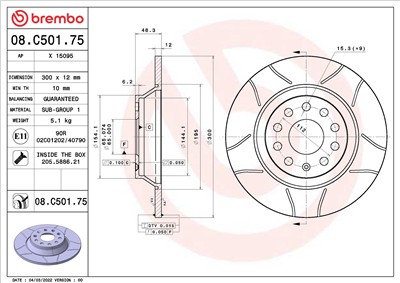 BREMBO 08.C501.75 EAN: 8020584319734.
