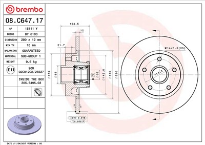 BREMBO 08.C647.17 EAN: 8020584239353.