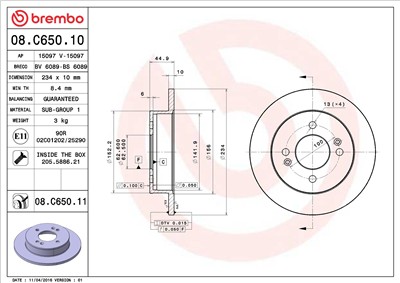 BREMBO 08.C650.11 EAN: 8020584220948.