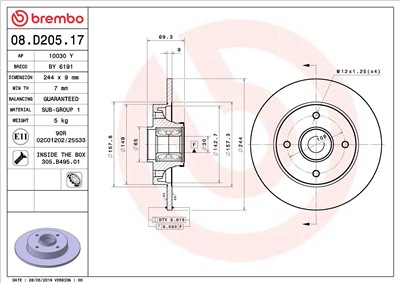 BREMBO 08.D205.17 EAN: 8020584239421.