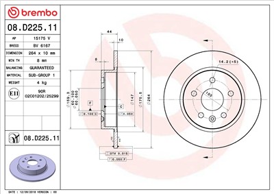 BREMBO 08.D225.11 EAN: 8020584234518.