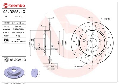 BREMBO 08.D225.1X EAN: 8020584322796.