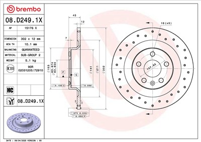 BREMBO 08.D249.1X EAN: 8020584343296.