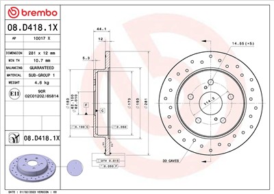 BREMBO 08.D418.1X EAN: 8020584322802.