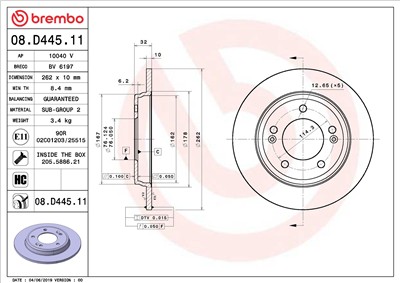 BREMBO 08.D445.11 EAN: 8020584310724.