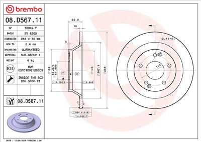 BREMBO 08.D567.11 EAN: 8020584310748.