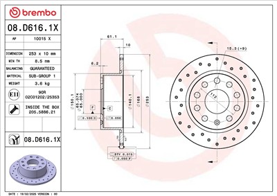 BREMBO 08.D616.1X EAN: 8020584343227.