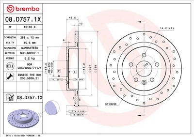 BREMBO 08.D757.1X EAN: 8020584327784.