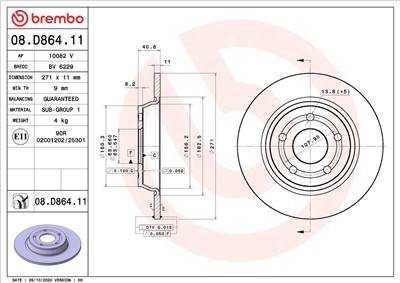 BREMBO 08.D864.11 EAN: 8020584312988.
