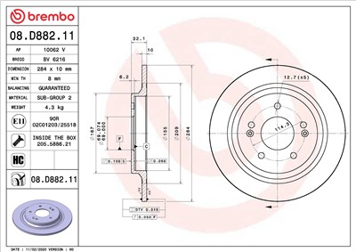 BREMBO 08.D882.11 EAN: 8020584317709.