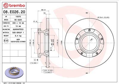 BREMBO 08.E026.20 EAN: 8020584313022.