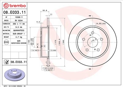 BREMBO 08.E033.11 EAN: 8020584313039.