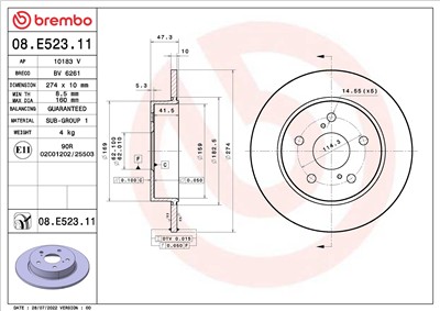 BREMBO 08.E523.11 EAN: 8020584321362.