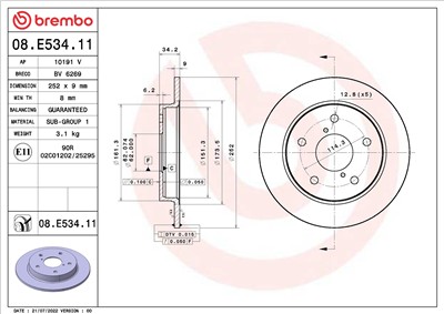BREMBO 08.E534.11 EAN: 8020584321423.