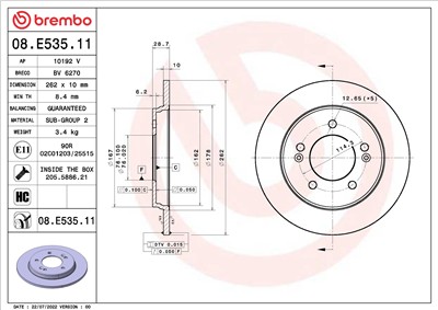 BREMBO 08.E535.11 EAN: 8020584321430.