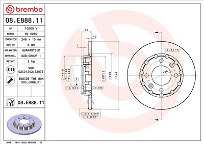 BREMBO 08.E888.11 EAN: 8020584323250.