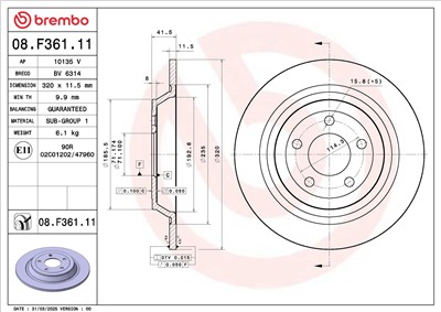 BREMBO 08.F361.11 EAN: 8020584342183.