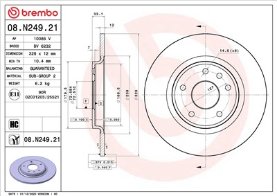 BREMBO 08.N249.21 EAN: 8020584315255.