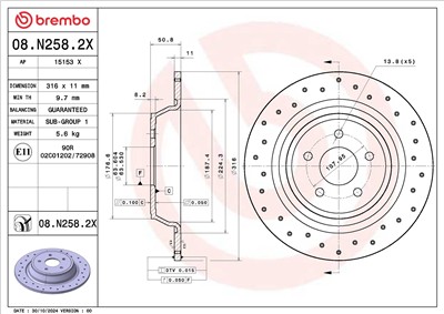 BREMBO 08.N258.2X EAN: 8020584341575.