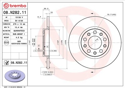 BREMBO 08.N282.11 EAN: 8020584232224.