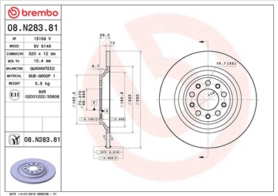 BREMBO 08.N283.81 EAN: 8020584232231.