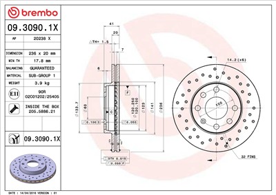 BREMBO 09.3090.1X EAN: 8020584215333.