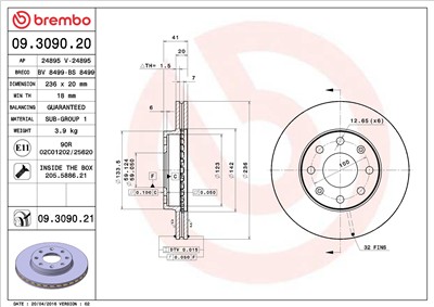 BREMBO 09.3090.21 EAN: 8020584214046.