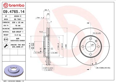 BREMBO 09.4765.14 EAN: 8020584012475.