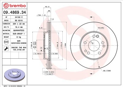 BREMBO 09.4869.34 EAN: 8020584013076.