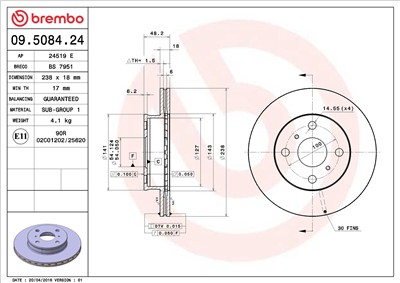 BREMBO 09.5084.24 EAN: 8020584016220.