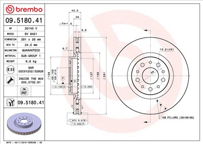 BREMBO 09.5180.41 EAN: 8020584310021.