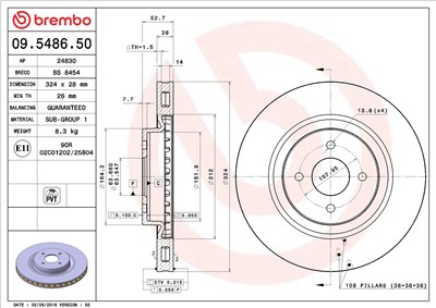 BREMBO 09.5486.50 EAN: 8020584548653.