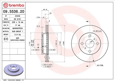 BREMBO 09.5536.20 EAN: 8020584553626.