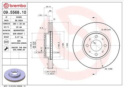 BREMBO 09.5568.10 EAN: 8020584556818.