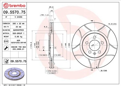 BREMBO 09.5570.75 EAN: 8020584011386.