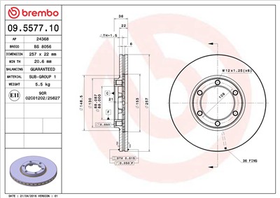 BREMBO 09.5577.10 EAN: 8020584557716.