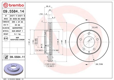 BREMBO 09.5584.11 EAN: 8020584028155.