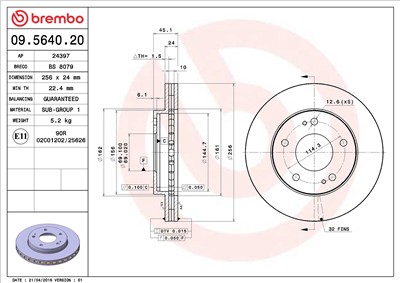 BREMBO 09.5640.20 EAN: 8020584564028.