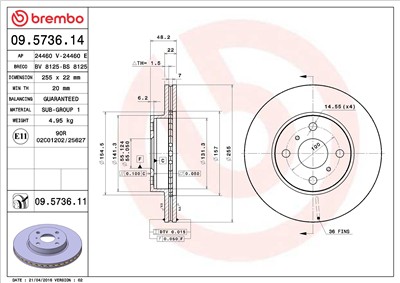 BREMBO 09.5736.11 EAN: 8020584216026.