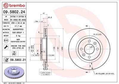 BREMBO 09.5802.24 EAN: 8020584012925.