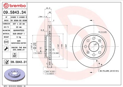 BREMBO 09.5843.34 EAN: 8020584584330.