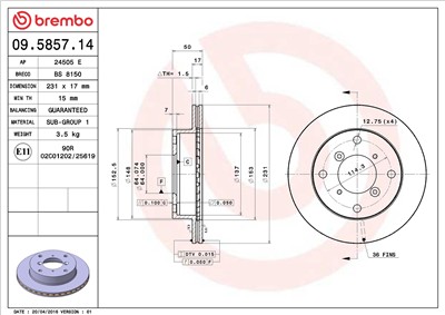 BREMBO 09.5857.14 EAN: 8020584012932.