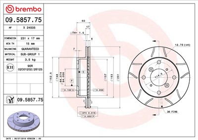 BREMBO 09.5857.75 EAN: 8020584012161.