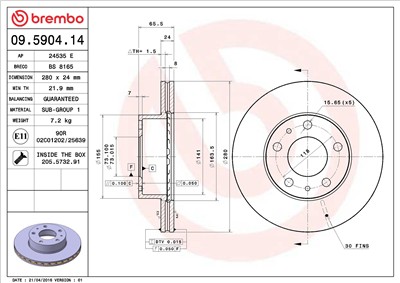 BREMBO 09.5904.14 EAN: 8020584012956.
