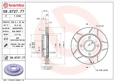 BREMBO 09.6727.77 EAN: 8020584011416.